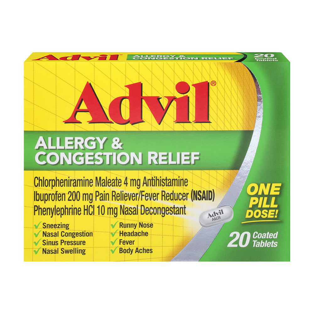 Advil Allergy & Congestion Relief Antihistamine Coated Tablets, 20 Ea